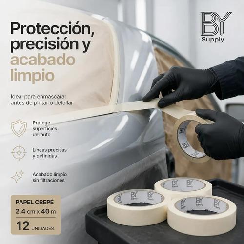 Cinta De Enmascarar Bysupply De Papel Crepé, Pack De 12 Unidades, 2.4 Cm X 40 M Para Pintura, Madera Y Auto - imagen 5