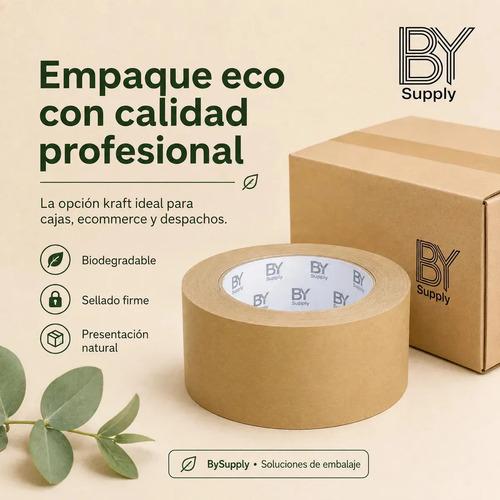 Cinta De Embalaje Bysupply Kraft Premium Para Cajas Eco, De Papel Adhesivo Biodegradable, 4.8 Cm X 100 M - imagen 3