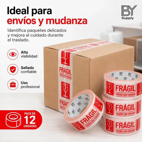 Cinta De Embalaje Frágil Bysupply, Pack De 12 Unidades Para Paquetería Y Mudanza - imagen 8