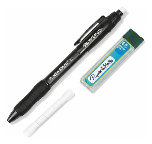 Lapiz Portaminas Papermate 0.7mm + Repuesto Mina Y Goma Set Negro - imagen 3