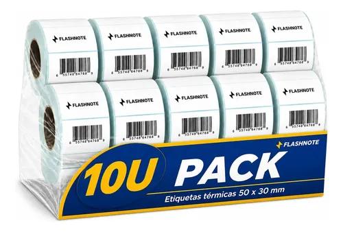 Etiquetas Térmicas Autoadhesivas Rollo 50x30mm Flashnote Pack X10 1000 Etiquetas Por Rollo Superficie Impermeable Para Envios Resistente Al 
