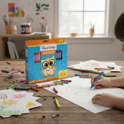 Crayones Papermate Lápices De Cera Triangular Colores X24 Multicolor - imagen 5