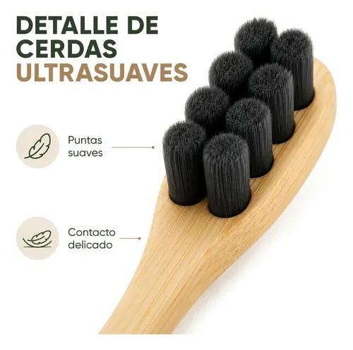 Cepillo Dientes Bambu Owlife Cerdas Nano Ultrasuave Encias Sensibles Biodegradable Libre Bpa Ecologico Negro - imagen 2