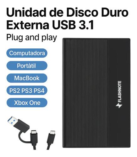 Disco Duro Externo 1tb Flashnote Usb 3.1 Tipo C Aluminio Hdd Premium Negro - imagen 3