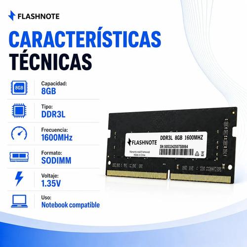 Memoria Ram 8gb Ddr3l 1600mhz Sodimm 1.35v Para Notebook Flashnote - imagen 8