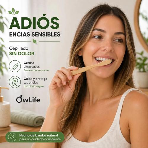 Cepillo Dientes Bambu Owlife Cerdas Nano Ultrasuave Encias Sensibles Biodegradable Libre Bpa Ecologico Negro - imagen 3