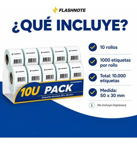 Etiquetas Térmicas Autoadhesivas Rollo 50x30mm Flashnote Pack X10 1000 Etiquetas Por Rollo Superficie Impermeable Para Envios Resistente Al  - imagen 4