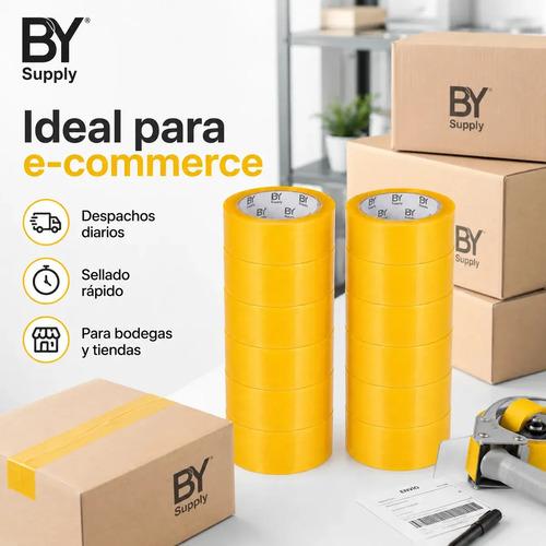 Cinta Embalaje Bysupply 45mm X 300m Pack 12 Unidades Adhesiva Transparente Polipropileno Alta Duracion Cajas Envios Ecommerce Industrial - imagen 8