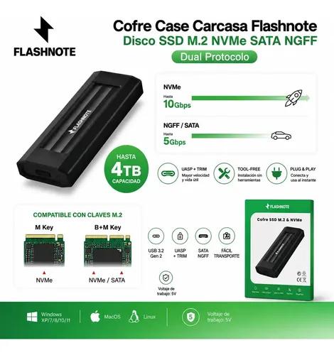 Cofre Case Carcasa Flashnote Disco Ssd M.2 Nvme Sata Ngff Dual Protocolo Usb-c Usb-a 3.1 3.2 Gen2 10gbps Aluminio Adaptador Disco Duro Solid - imagen 2