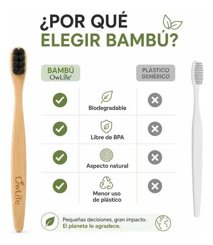 Cepillo Dientes Bambu Owlife Cerdas Nano Ultrasuave Encias Sensibles Biodegradable Libre Bpa Ecologico Negro - imagen 4