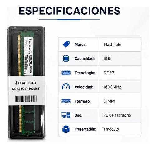 Memoria Ram Flashnote 8gb Ddr3 1600mhz Dimm Para Pc De Escritorio - imagen 2