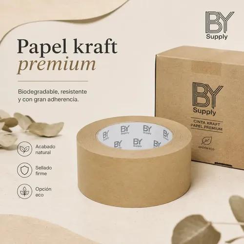 Cinta De Embalaje Bysupply Kraft Premium Para Cajas Eco, De Papel Adhesivo Biodegradable, 4.8 Cm X 100 M - imagen 5