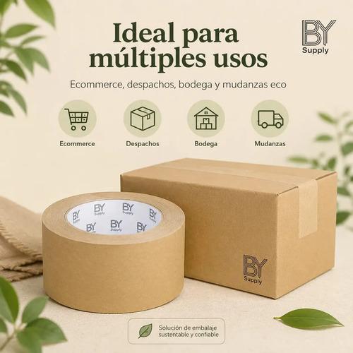 Cinta De Embalaje Bysupply Kraft Premium Para Cajas Eco, De Papel Adhesivo Biodegradable, 4.8 Cm X 100 M - imagen 8