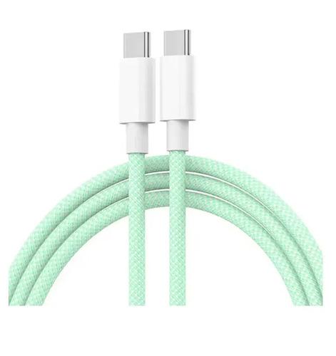 Cable Usb C A Usb C Flashnote 1m Trenzado Carga Rápida 60w Para iPhone Samsung Xiaomi Color Verde Verde Claro