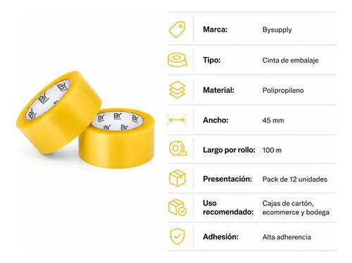Cinta Adhesiva Transparente Bysupply Para Embalaje, Pack De 12 Unidades De 4.5 Cm X 100 M - imagen 4
