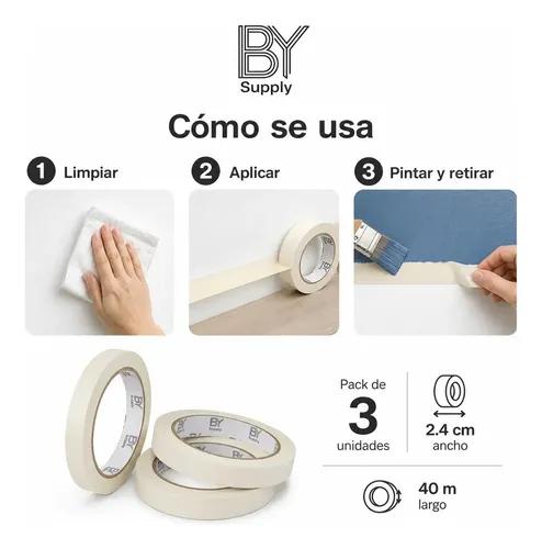 Cinta De Enmascarar Masking Bysupply Papel Crepé, Pack 3 Unidades Para Pintura Y Auto - imagen 7