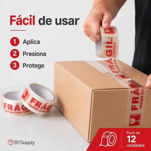 Cinta De Embalaje Frágil Bysupply, Pack De 12 Unidades Para Paquetería Y Mudanza - imagen 7
