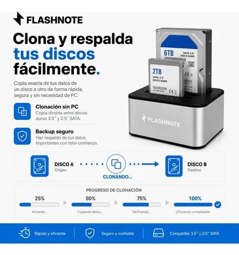Docking Station Flashnote Dock Base Disco Duro 2.5 3.5 Pulgadas Sata Usb 3.0 Dual Doble Bahia Slots Hdd Ssd Backup Clonar Multilector Adapta - imagen 3