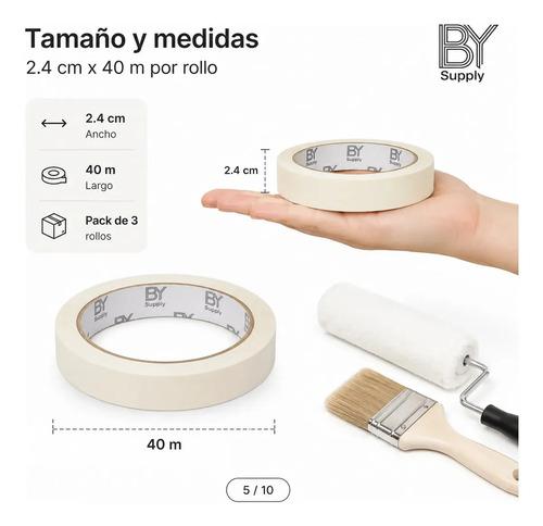 Cinta De Enmascarar Masking Bysupply Papel Crepé, Pack 3 Unidades Para Pintura Y Auto - imagen 3