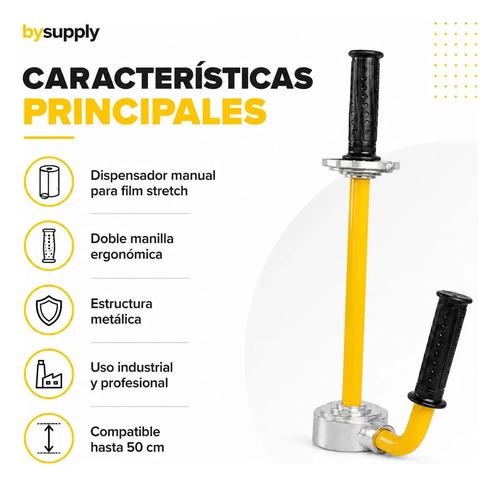 Dispensador Manual Para Film Stretch Bysupply Ergonómico, Para Pallets Y Bodega Amarillo - imagen 3