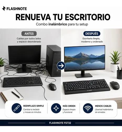 Combo Teclado Mouse Inalambrico Flashnote 2.4ghz Wireless Latinoamericano Ñ Numerico Pc Notebook Laptop Mac Macbook Windows Android Nano Rec - imagen 2
