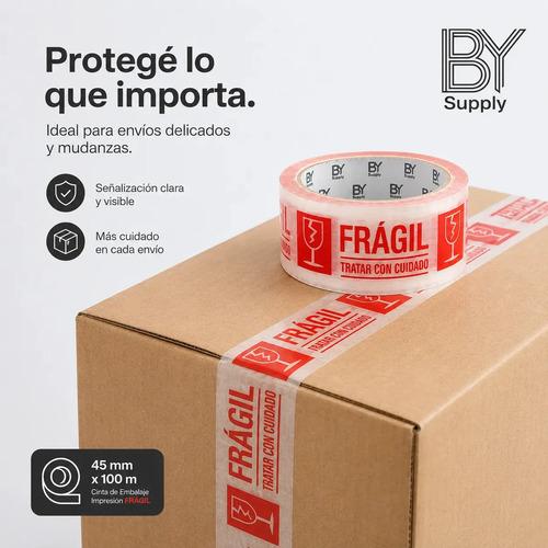 Cinta De Embalaje Bysupply Frágil, 45 Mm X 100 M  Para Delicados Y Mudanzas - imagen 8
