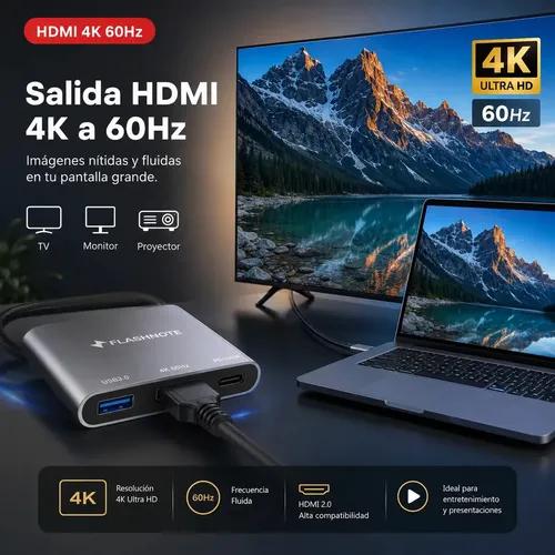 Hub Adaptador Flashnote Usb Tipo C Usb-c 3 En 1 Multipuerto Hdmi 4k 60hz Usb 3.0 Pd 100w Carga Rapida Mac Macbook Windows Notebook Pc iPad i - imagen 8
