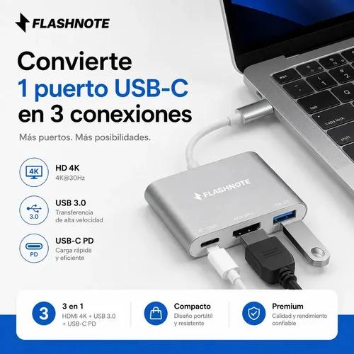 Hub Adaptador Flashnote Usb Tipo C Usb-c 3 En 1 Multipuerto Hdmi 4k 30hz Usb 3.0 Pd 100w Carga Rapida Mac Macbook Windows Notebook Pc iPad T - imagen 3