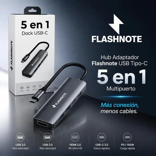 Hub Adaptador Flashnote Usb Tipo C Usb-c 5 En 1 Multipuerto Hdmi 4k 60hz Usb 3.0 Usb-c Pd 100w Carga Rapida Aluminio Mac Macbook Windows Not - imagen 7
