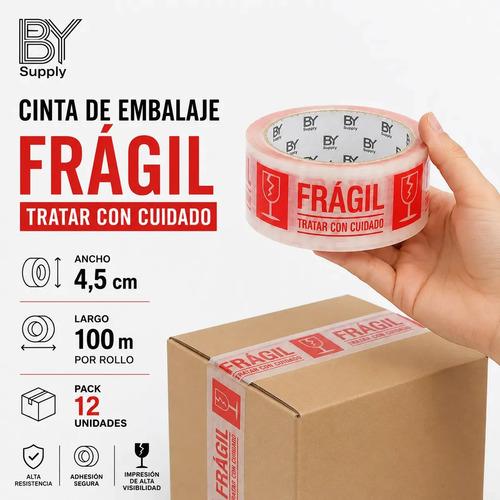 Cinta De Embalaje Frágil Bysupply, Pack De 12 Unidades Para Paquetería Y Mudanza - imagen 4