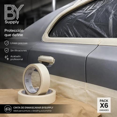 Cinta De Enmascarar Bysupply De Papel Crepé Para Pintura Y Auto, Pack De 6 - imagen 8