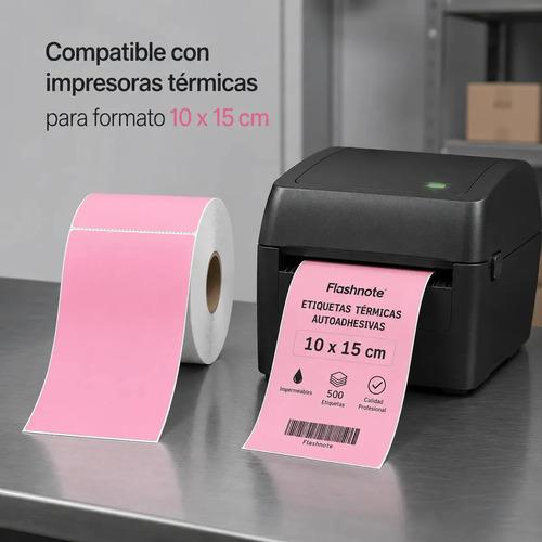 Etiquetas Térmicas Autoadhesivas Flashnote Rollo 10x15cm 500 Etiquetas Impermeable Rosa - imagen 4