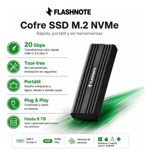 Cofre Case Carcasa Flashnote Ssd M.2 Nvme Pcie Usb-c Usb-a 3.2 Gen2x2 20gbps Aluminio Adaptador Disco Duro Solido Externo Portatil Alta Velo - imagen 6