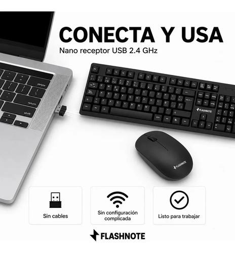 Combo Teclado Mouse Inalambrico Flashnote 2.4ghz Wireless Latinoamericano Ñ Numerico Pc Notebook Laptop Mac Macbook Windows Android Nano Rec - imagen 6