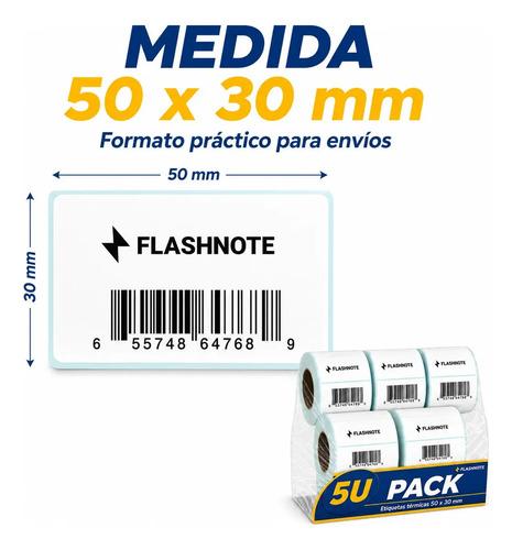 Etiquetas Térmicas Autoadhesivas Rollo 50x30mm Flashnote Pack X5 1000 Etiquetas Por Rollo Superficie Impermeable Para Envios Resistente Al A - imagen 7