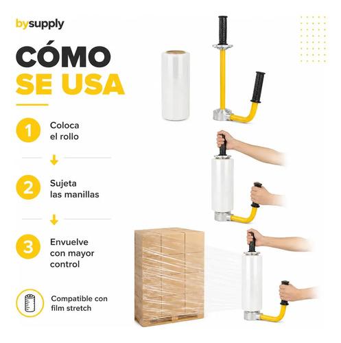 Dispensador Manual Para Film Stretch Bysupply Ergonómico, Para Pallets Y Bodega Amarillo - imagen 4