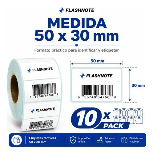 Etiquetas Térmicas Autoadhesivas Rollo 50x30mm Flashnote Pack X10 1000 Etiquetas Por Rollo Superficie Impermeable Para Envios Resistente Al  - imagen 7