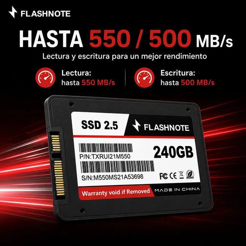 Disco Sólido Ssd 240gb Flashnote 2.5 Interno | Hasta 550 Mb/s Lectura Y 500 Mb/s Escritura | Alto Rendimiento Y Velocidad Para Pc, Notebook, - imagen 6
