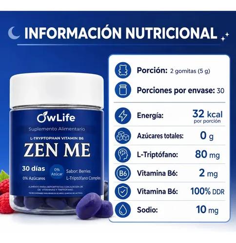 Gomitas Para Dormir Owlife L-triptofano + Vitamina B6 Sabor Berries 30 Días Suplemento Alimenticio Sueño Descanso - imagen 7