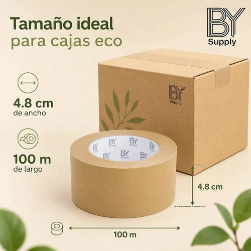 Cinta De Embalaje Bysupply Kraft Premium Para Cajas Eco, De Papel Adhesivo Biodegradable, 4.8 Cm X 100 M - imagen 6