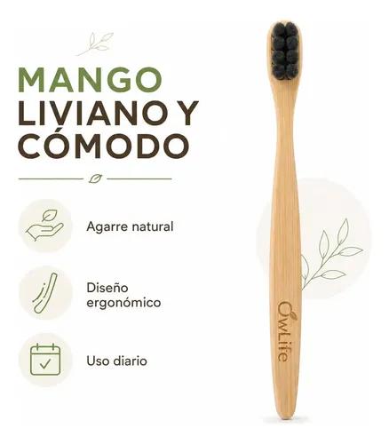 Cepillo Dientes Bambu Owlife Cerdas Nano Ultrasuave Encias Sensibles Biodegradable Libre Bpa Ecologico Negro - imagen 6