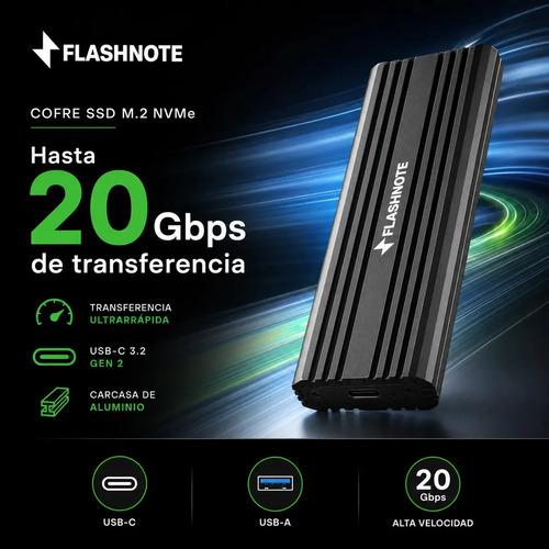 Cofre Case Carcasa Flashnote Ssd M.2 Nvme Pcie Usb-c Usb-a 3.2 Gen2x2 20gbps Aluminio Adaptador Disco Duro Solido Externo Portatil Alta Velo - imagen 4