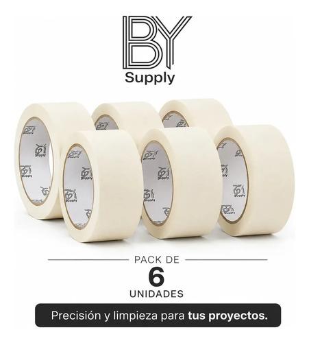 Cinta De Enmascarar Bysupply De Papel Crepé Para Pintura Y Auto, Pack De 6 - imagen 3