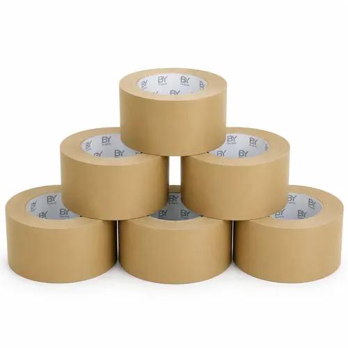 Cinta Adhesiva Kraft Bysupply De 7 Cm X 100 M, Pack De 6 Unidades Para Embalaje Ecológico