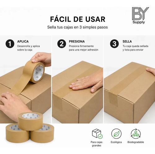 Cinta De Embalaje Bysupply Kraft Ancha, 7 Cm X 100 M  Pack De 3 Rollos Ecológicos Y Biodegradables Para Cajas Grandes - imagen 6