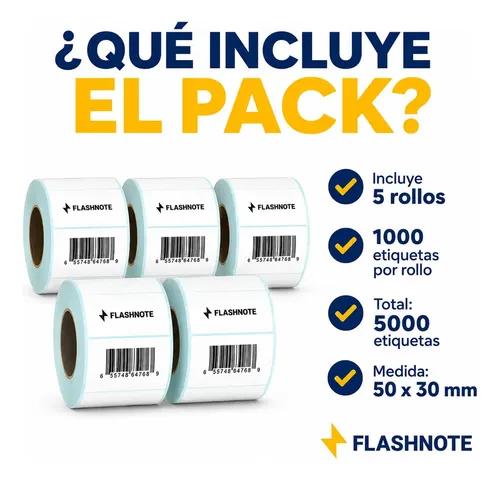 Etiquetas Térmicas Autoadhesivas Rollo 50x30mm Flashnote Pack X5 1000 Etiquetas Por Rollo Superficie Impermeable Para Envios Resistente Al A - imagen 3
