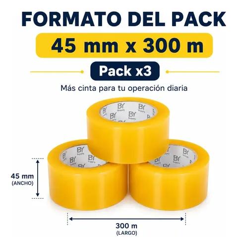 Cinta Adhesiva De Embalaje Bysupply Transparente De Polipropileno, Pack Con 3 Unidades De 4.5 Cm X 300 M - imagen 3