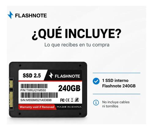 Disco Sólido Ssd 240gb Flashnote 2.5 Interno | Hasta 550 Mb/s Lectura Y 500 Mb/s Escritura | Alto Rendimiento Y Velocidad Para Pc, Notebook, - imagen 5