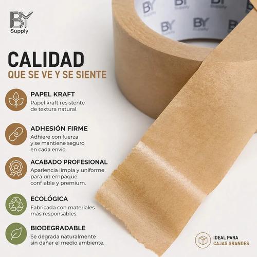 Cinta De Embalaje Bysupply Kraft Ancha, 7 Cm X 100 M  Pack De 3 Rollos Ecológicos Y Biodegradables Para Cajas Grandes - imagen 5