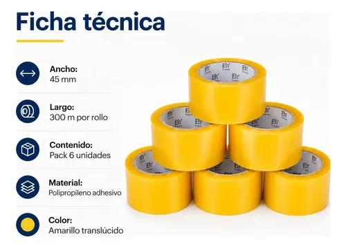 Cinta De Embalaje Bysupply Transparente, Pack De 6 Rollos De Polipropileno De 4.5 Cm X 300 M - imagen 4